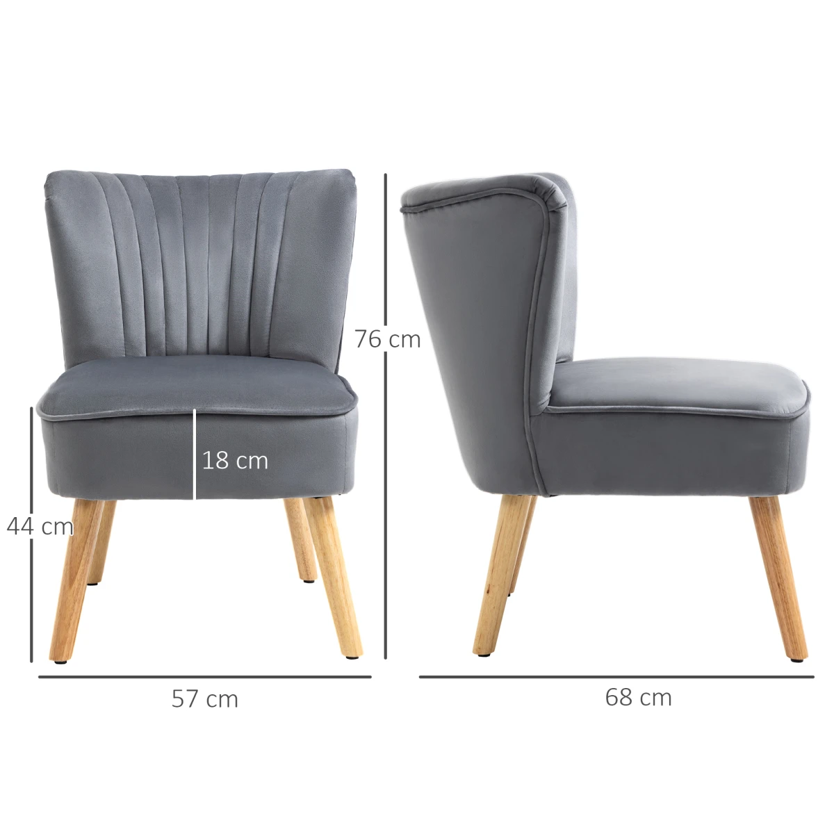 HOMCOM HOMCOM Velvet Accent Tub Chair Soft Upholstery Living Room - Accent Chair
