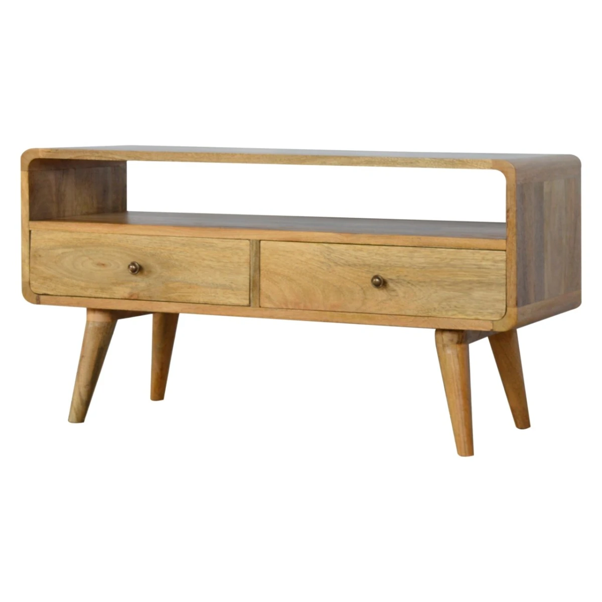 Artisan Solid Wood Media Unit Curved Oak Drawers 90cm Home by Artisan Furniture