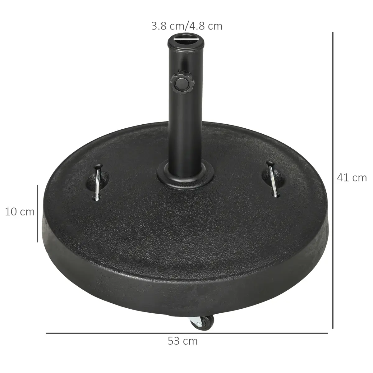 Outsunny Outsunny 23.5kg Round Resin Garden Parasol Base for Poles of 38mm-48mm - Parasol