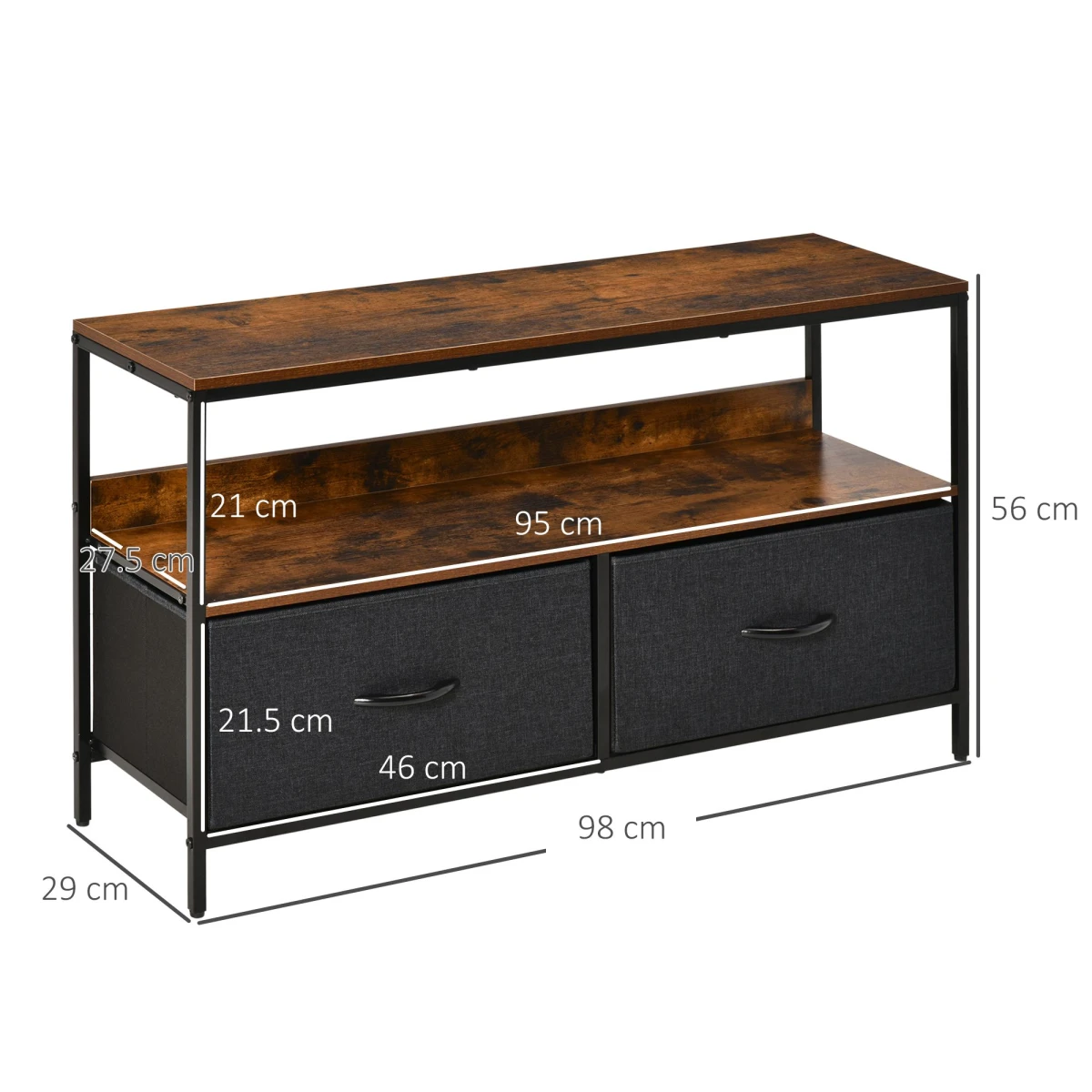 Homcom HOMCOM TV Console Wide Foldable Linen Drawers Living Room - TV Unit