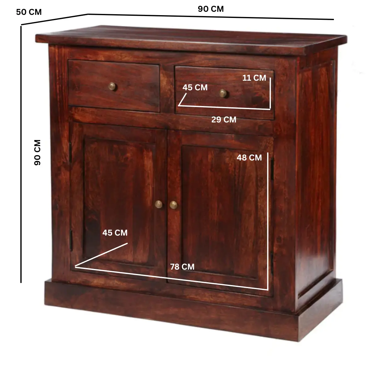 Indian Hub Jaipur Dark Mango 2 Door Sideboard - Sideboard