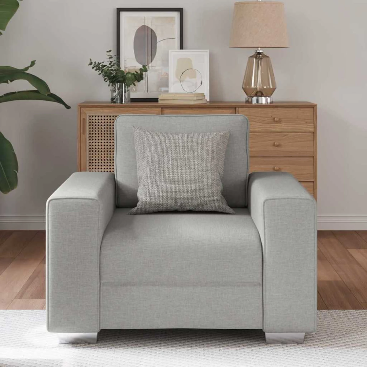 vidaXL VidaXL Sofa 100 by 77 by 82 cm Cloud Grey Fabric Living Room - Sofa