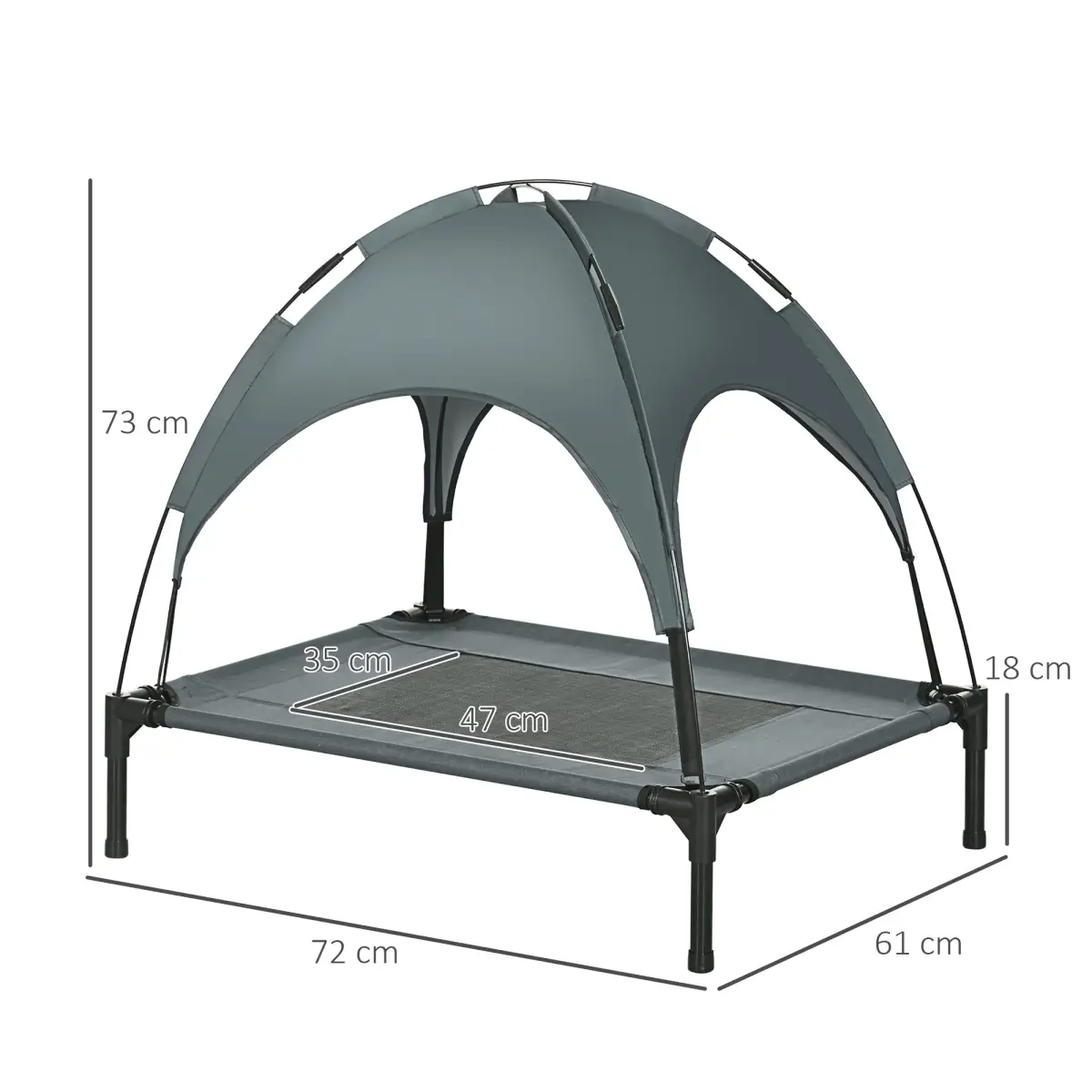 Unbranded 76 cm Elevated Dog Bed Cooling Raised Pet Cot UV Protection Canopy Grey Pawhut - Dog Beds