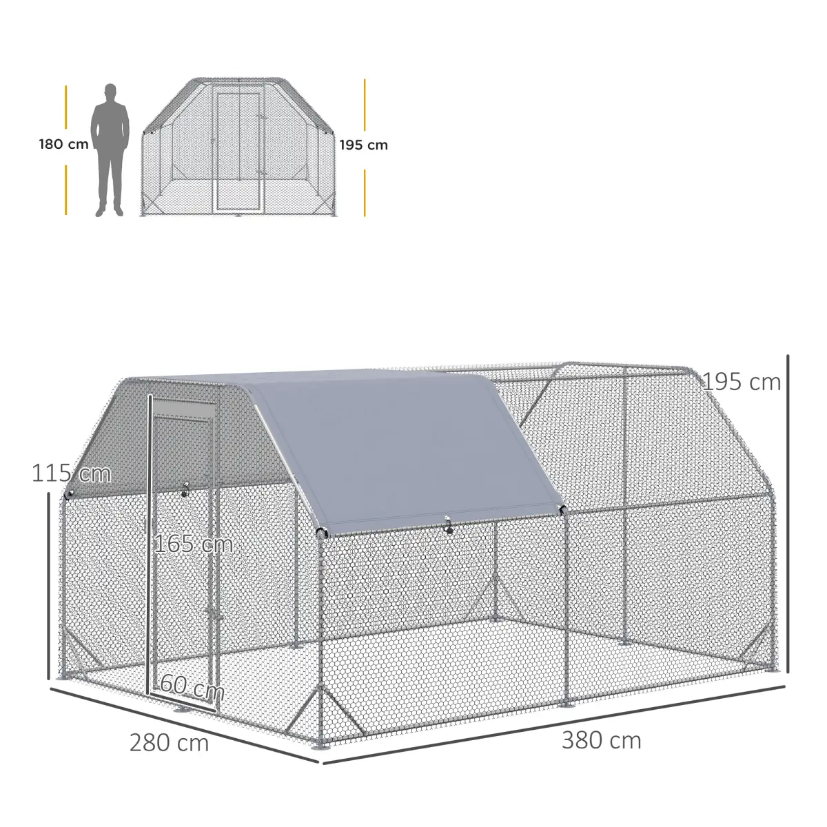 PawHut Chicken Run W/ Roof, Walk In Chicken Coop for 10-12 Chickens, Hen House - Chicken Coop