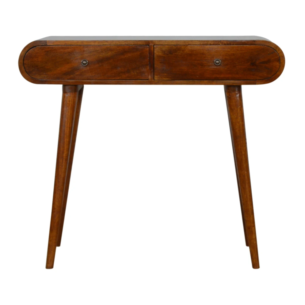 Artisan Mango Wood Compact Console Table London Chestnut Finish With 2 Drawers Nordic Legs Living Room by Artisan Furniture