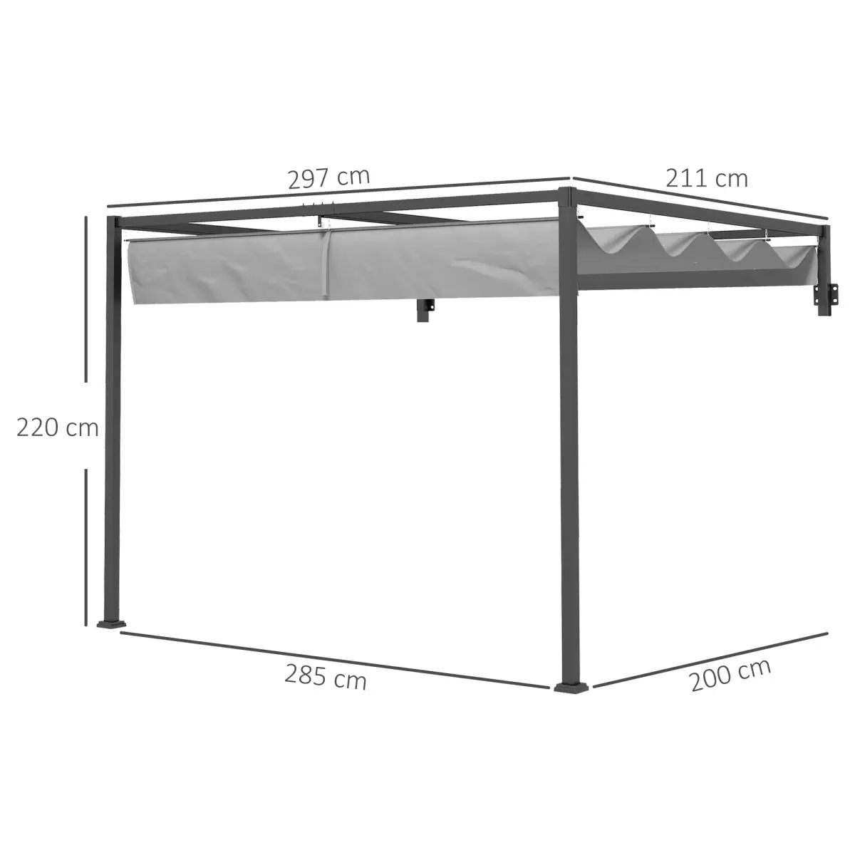 Outsunny Outsunny 2 x 3(m) Wall Mounted Pergola with Retractable Sun Shade Canopy - Gazebos