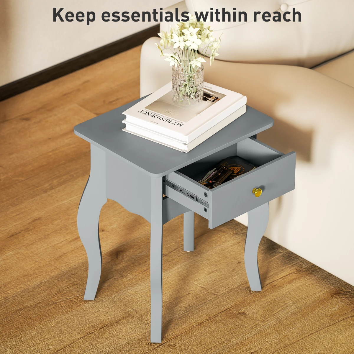 French Nightstand Compact AntiTip Bedroom by N/A