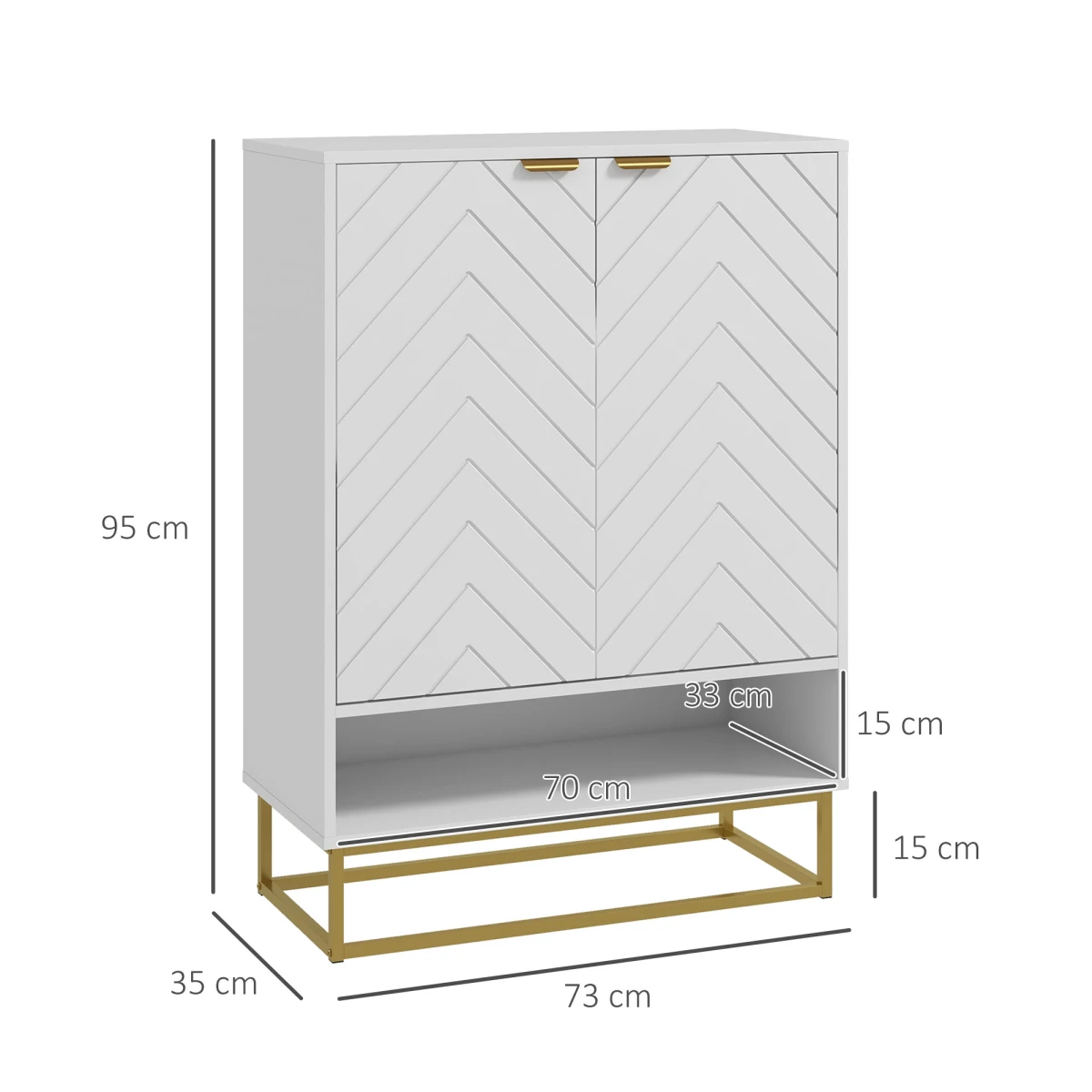 HOMCOM HOMCOM Shoe Cabinet 12-Pair Chevron Doors Home - Shoe Storage