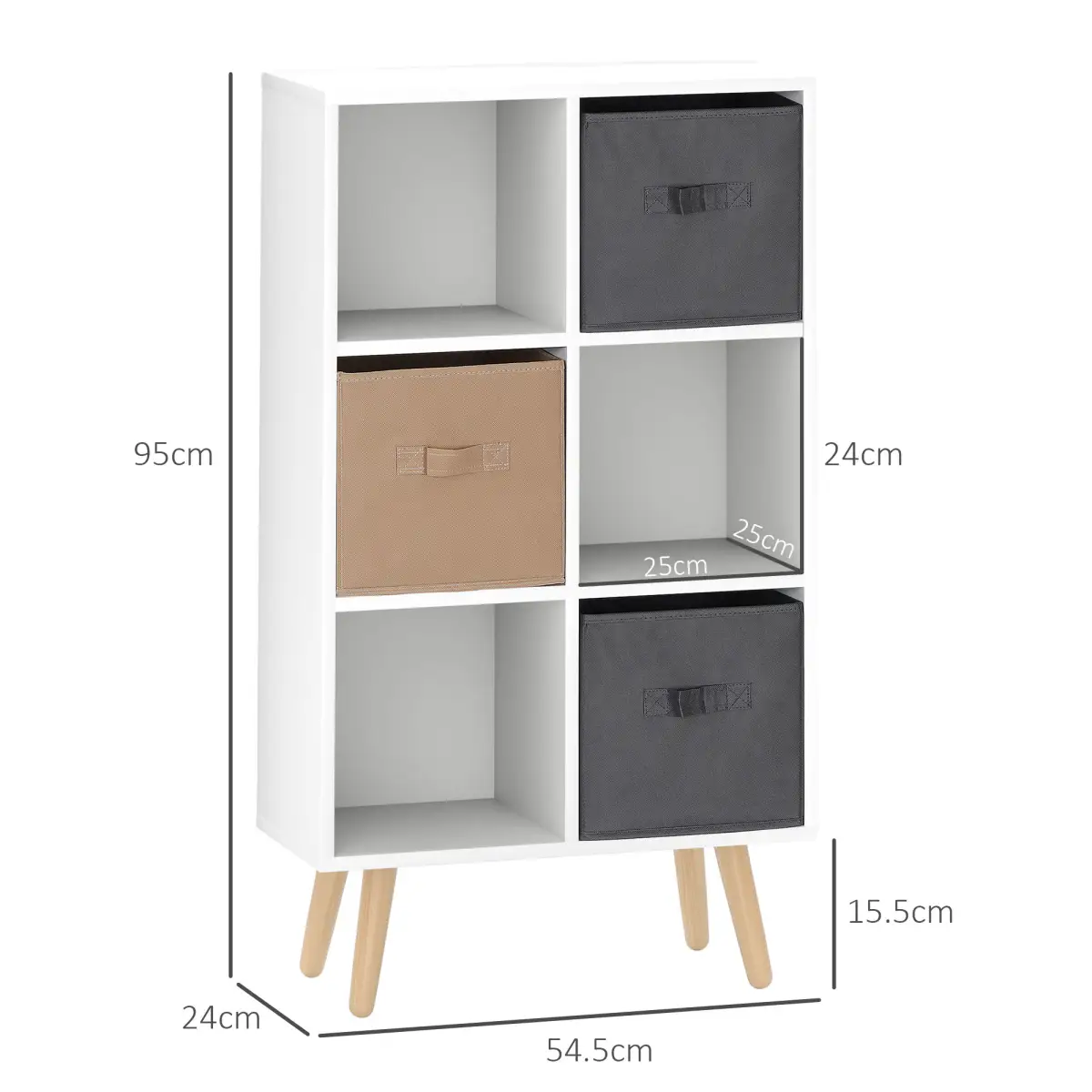 HOMCOM HOMCOM Freestanding 6 Cube Storage Cabinet Unit Bookcase w/ 3 Drawer White - Display Cabinet
