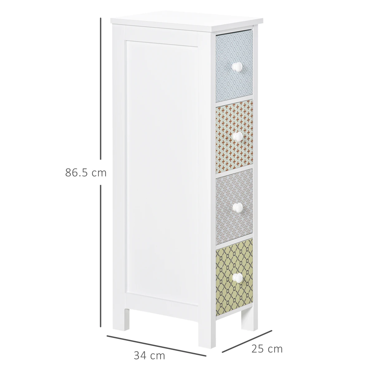 Homcom HOMCOM Drawer Cabinet 4 Drawer Patterned Bedroom - Chest of Drawers