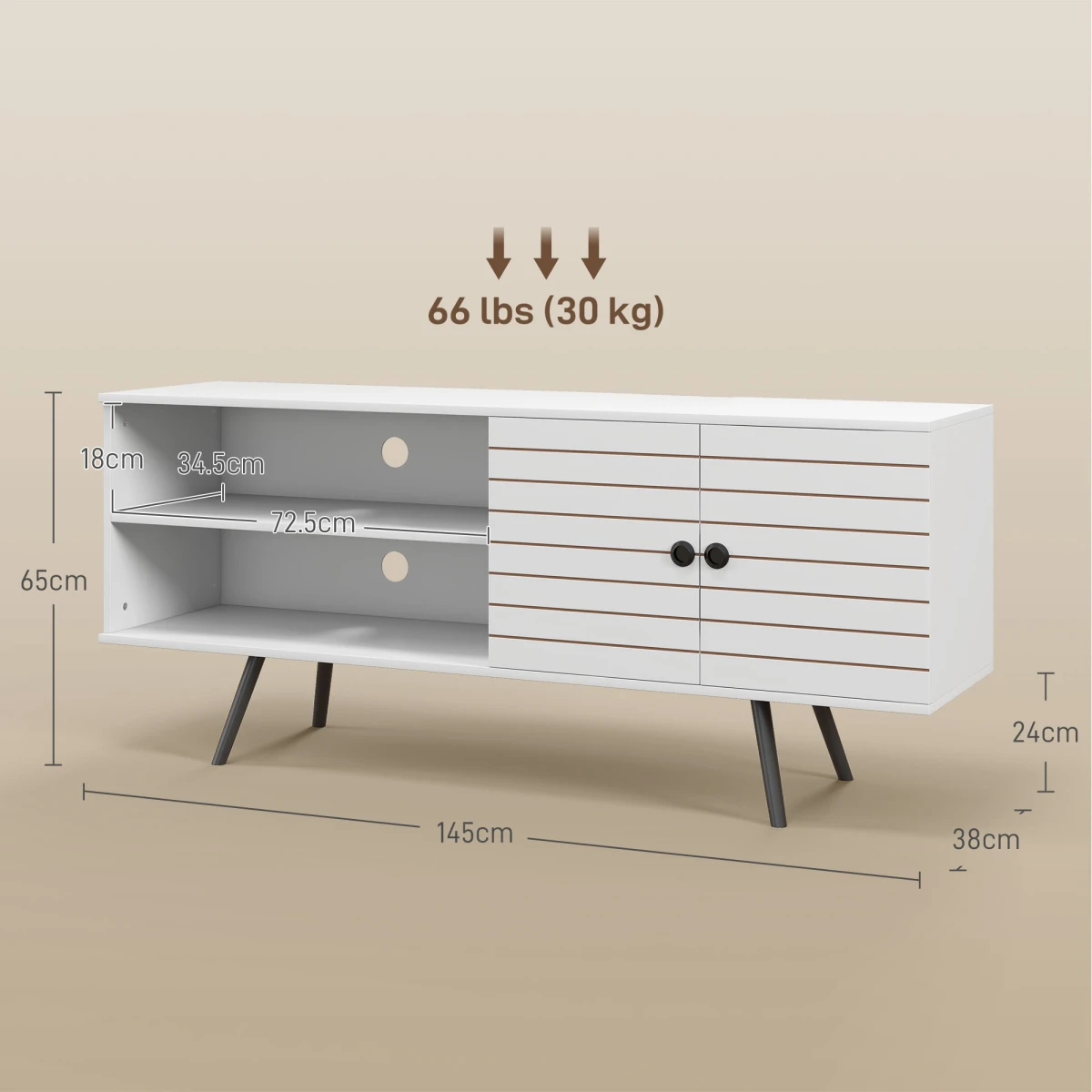 HOMCOM HOMCOM TV Unit 65Inch White With Door And Shelves LivingRoom - TV Unit