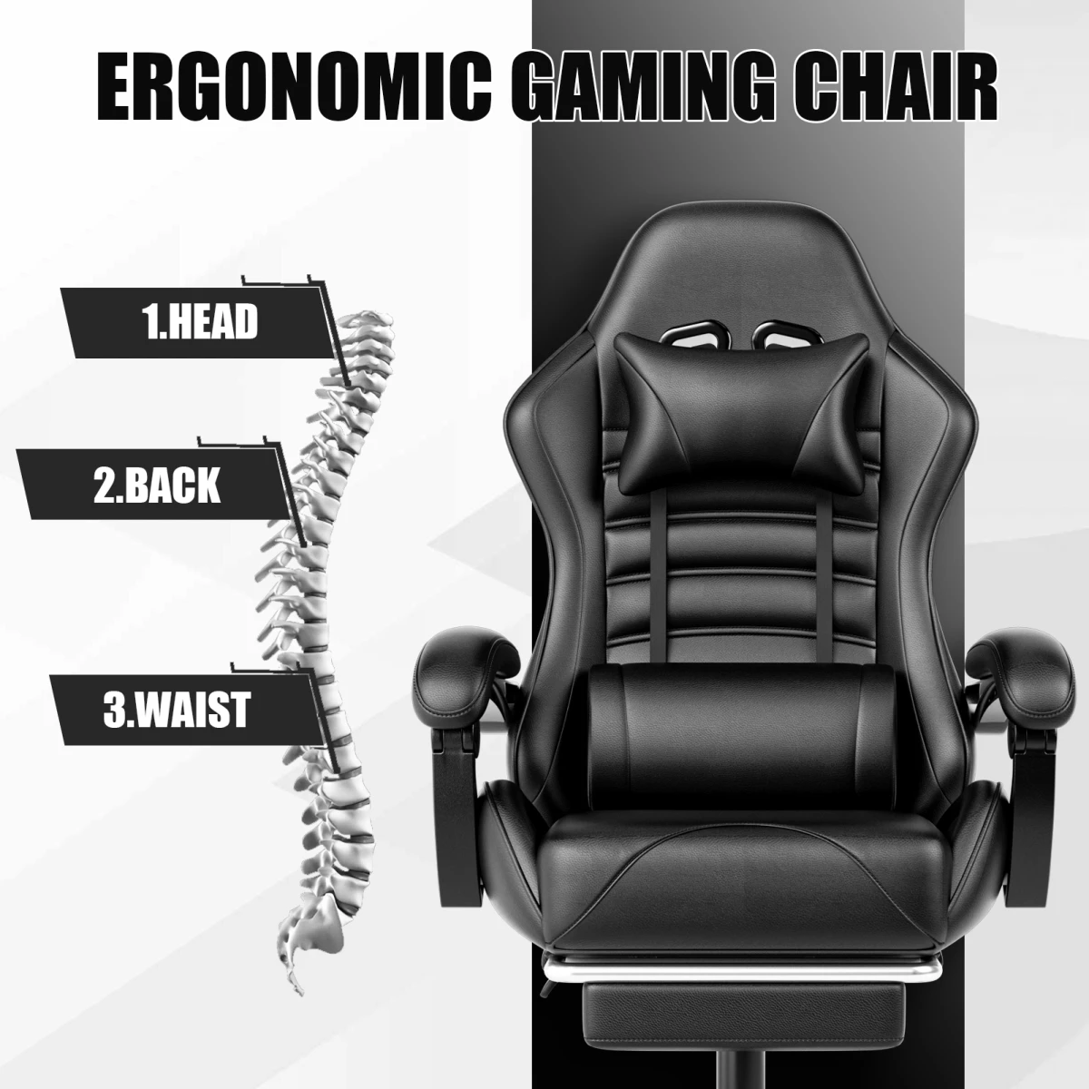 Premium Gaming Chair High Back Adjustable Lumbar For Gamers by N/A