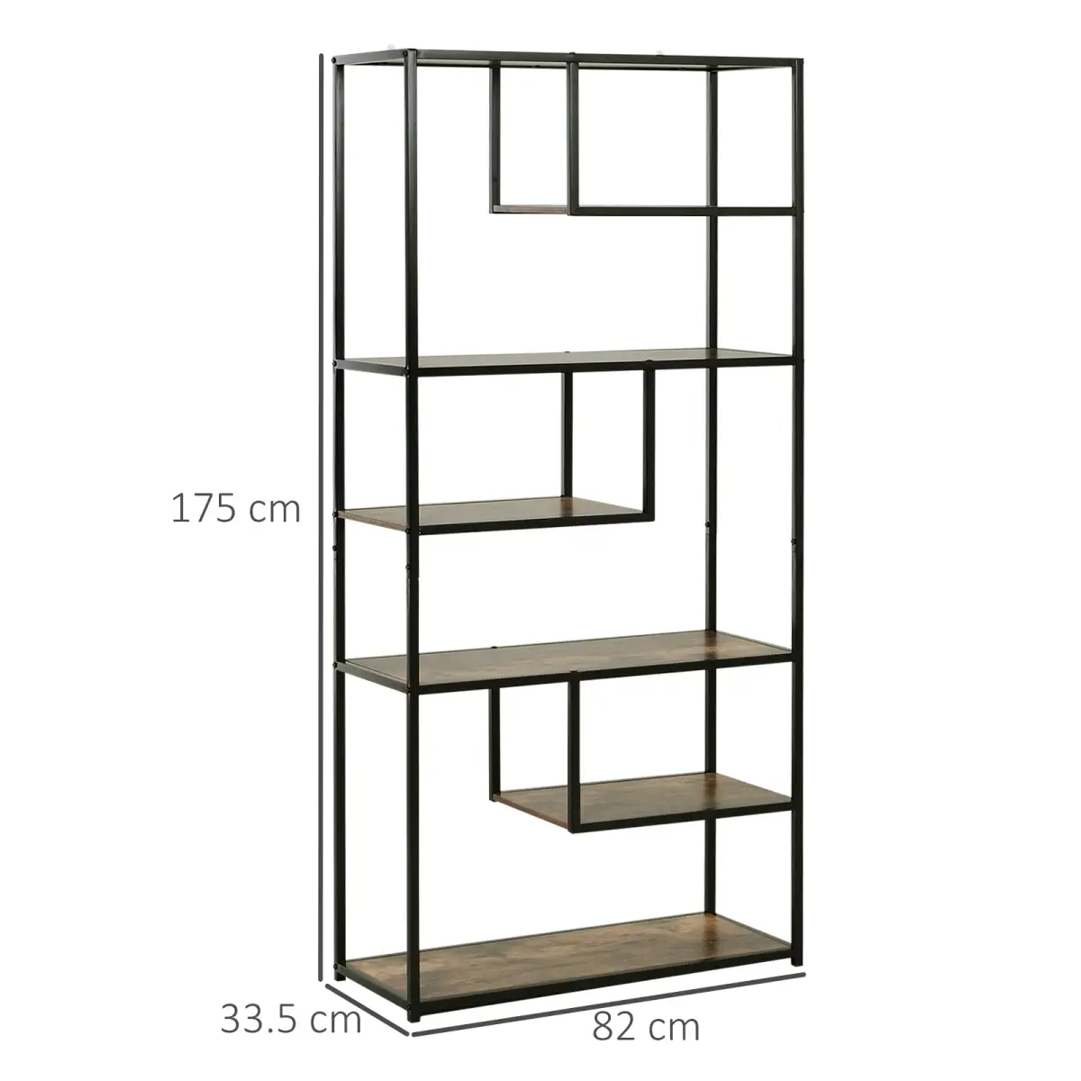 Unbranded Wood Bookshelf Industrial Style Stand 6-Tier Living Room Display Rack Organiser - Wine Rack