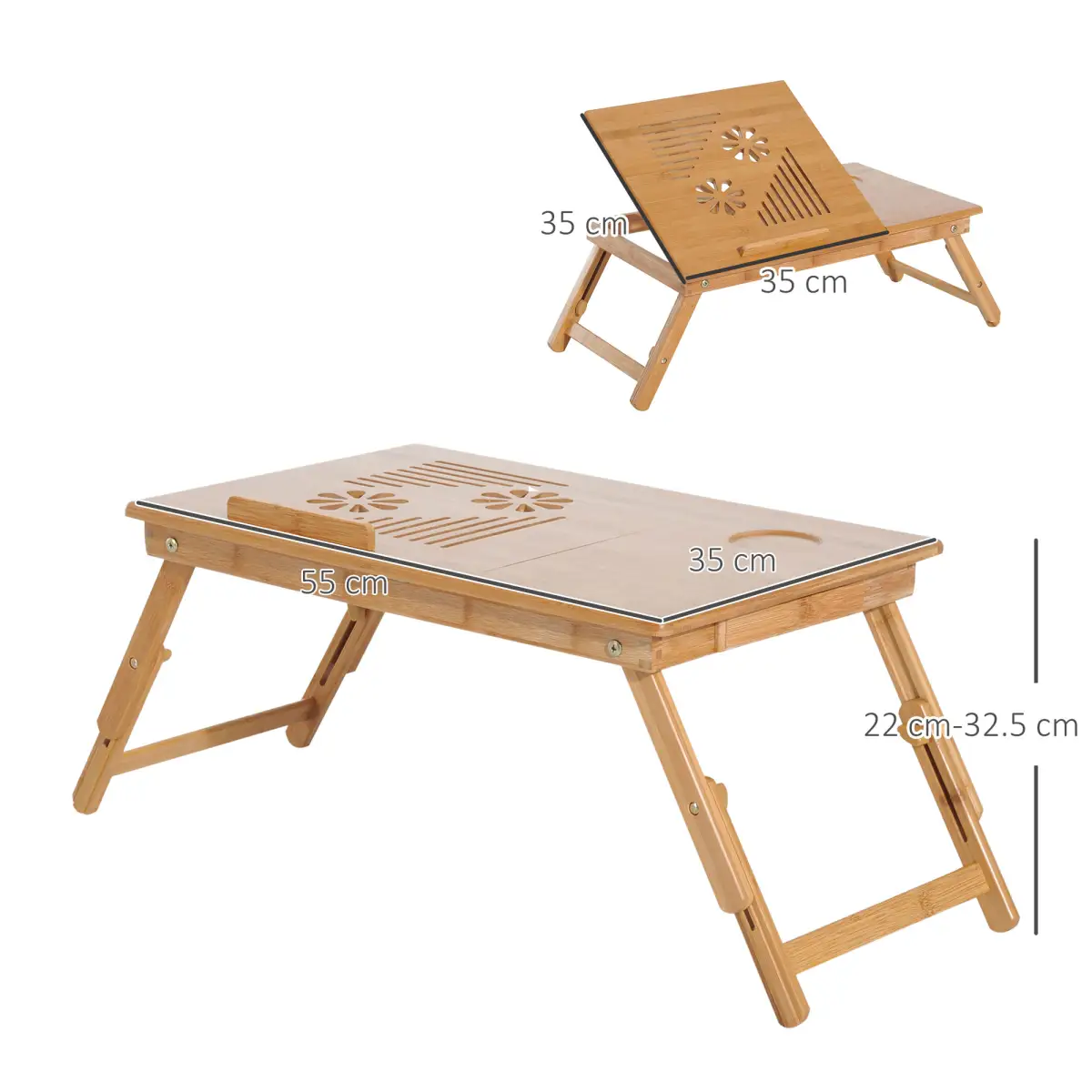 Unbranded Portable Laptop Desk Notebook Tray PC Bed Drawer Adjustable Bamboo HOMCOM - Desk