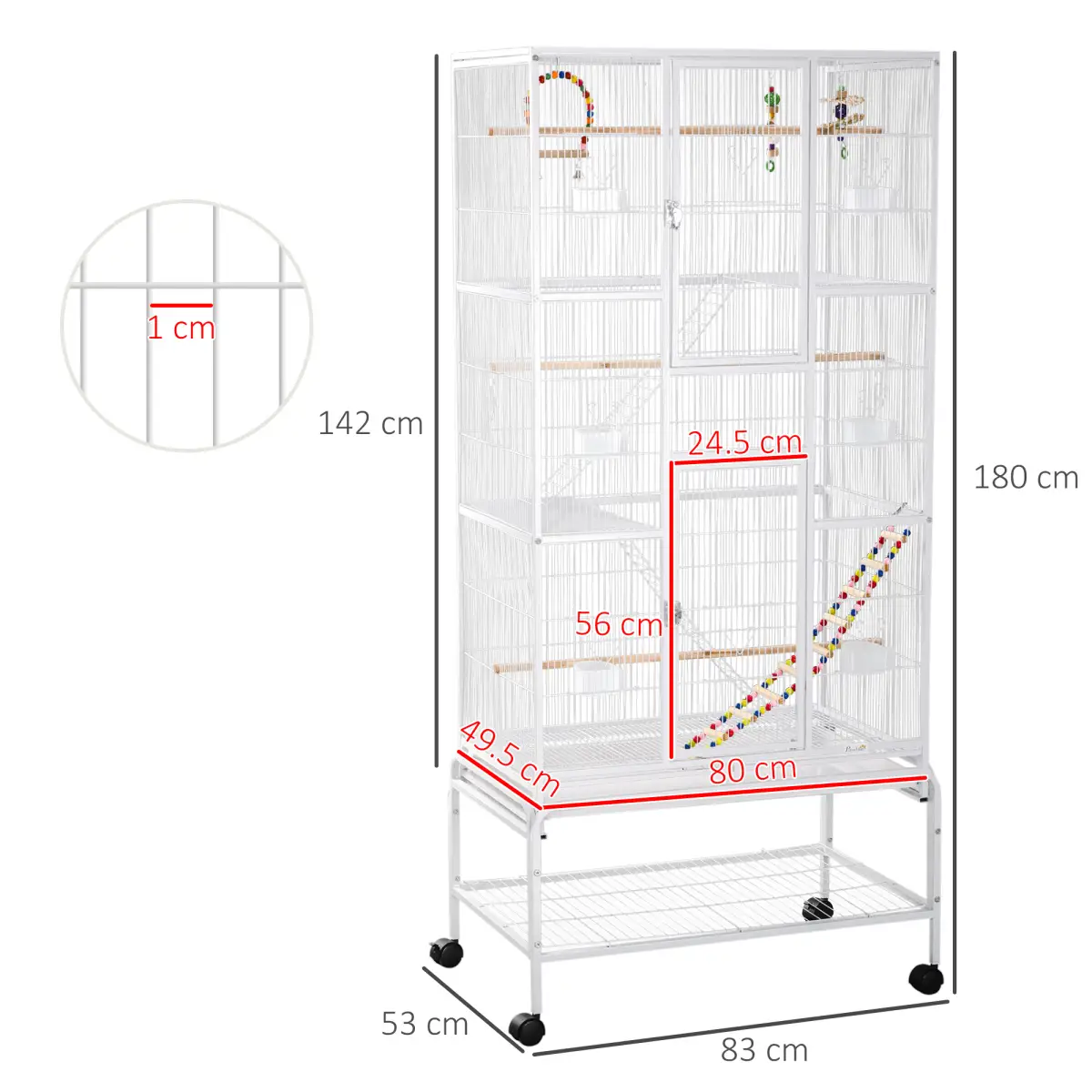 PawHut 3 Tier Bird Cage W/ Stand Toy, for Canary Finch Cockatiel Parakeet Budgie - Bird Cage