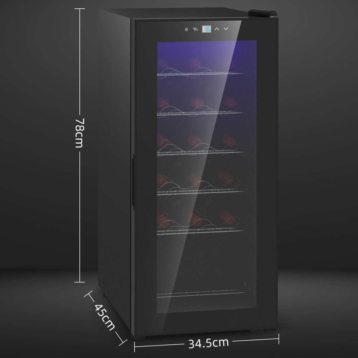 HOMCOM 50L Undercounter Wine Cooler Fridge with LED Light Glass Door 18 Bottles - from HOMCOM