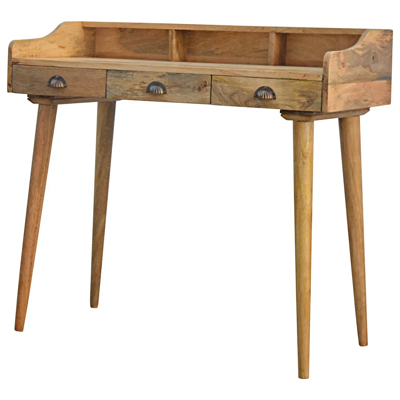 Artisan Furniture Artisan Furniture Solid Wood Gallery Back Shell Writing Desk, 3 Drawers, Beige - Desk