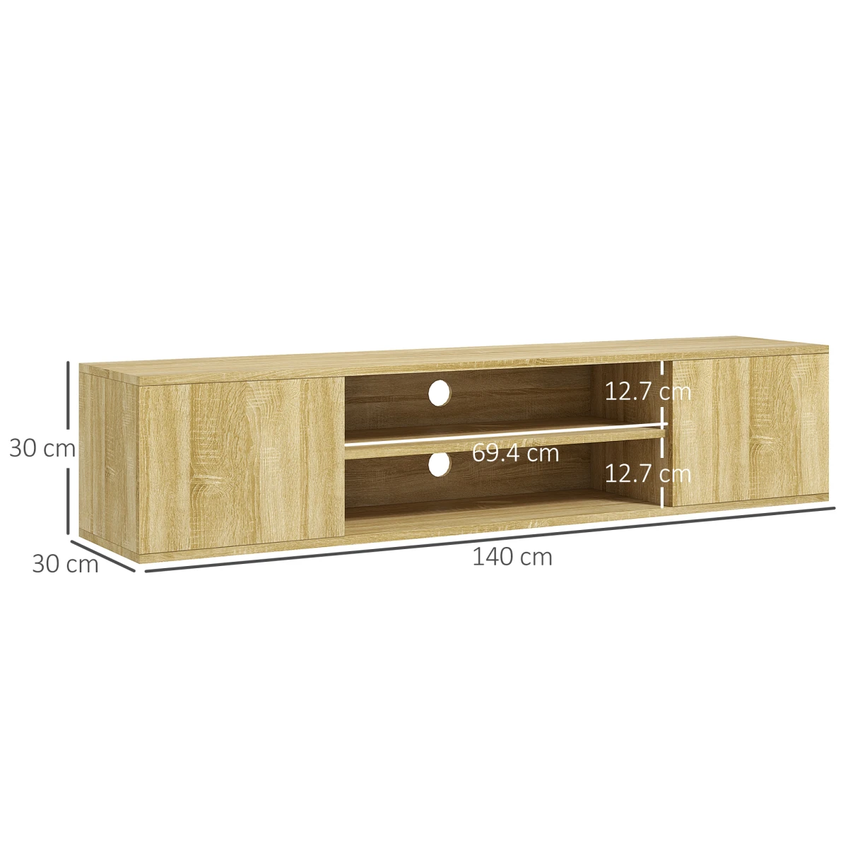 HOMCOM Floating TV Unit 60 Inch With Shelves Living Room - TV Unit