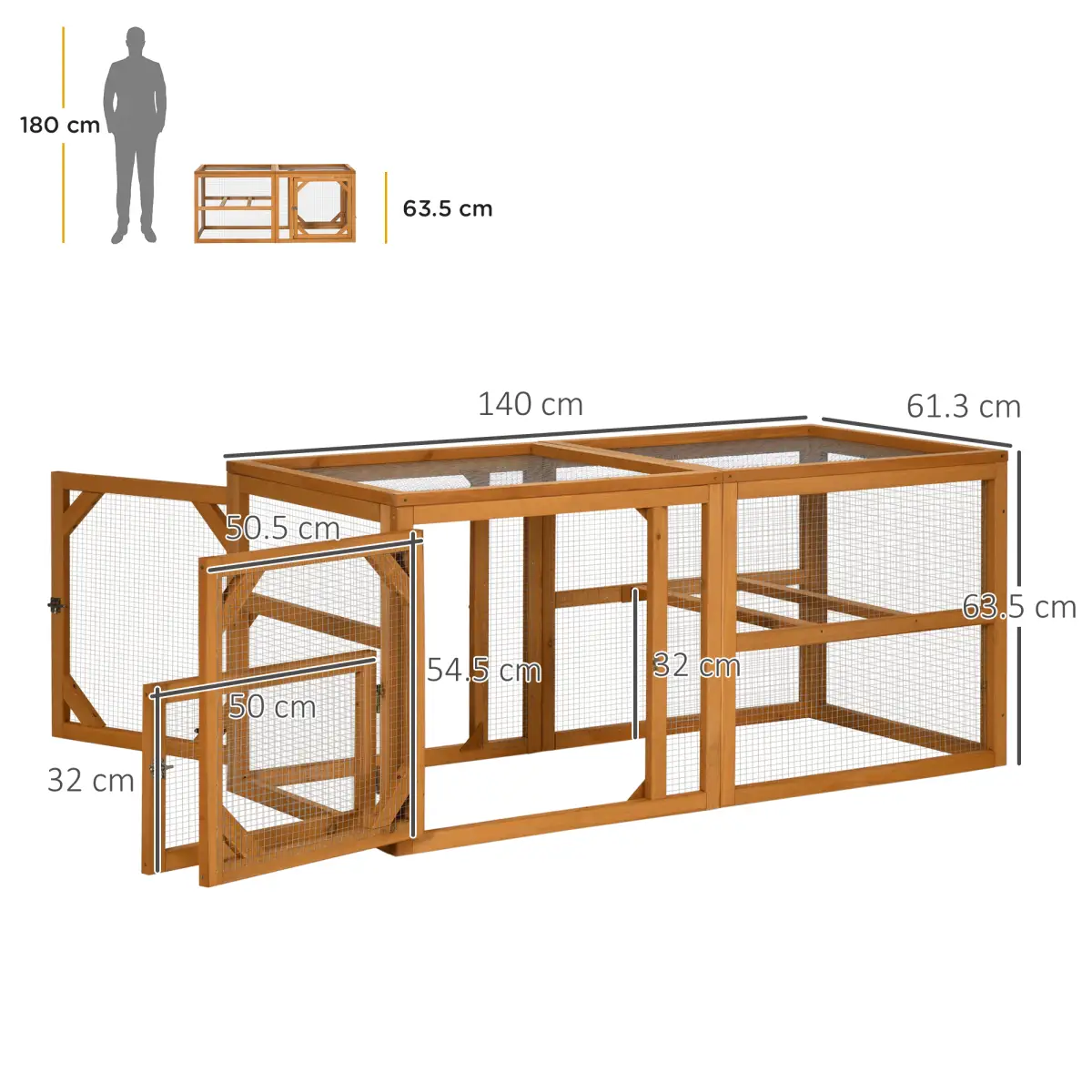 PawHut PawHut Wooden Chicken Coop w/ Perches, Doors, for 2-4 Chickens - Chicken Coop