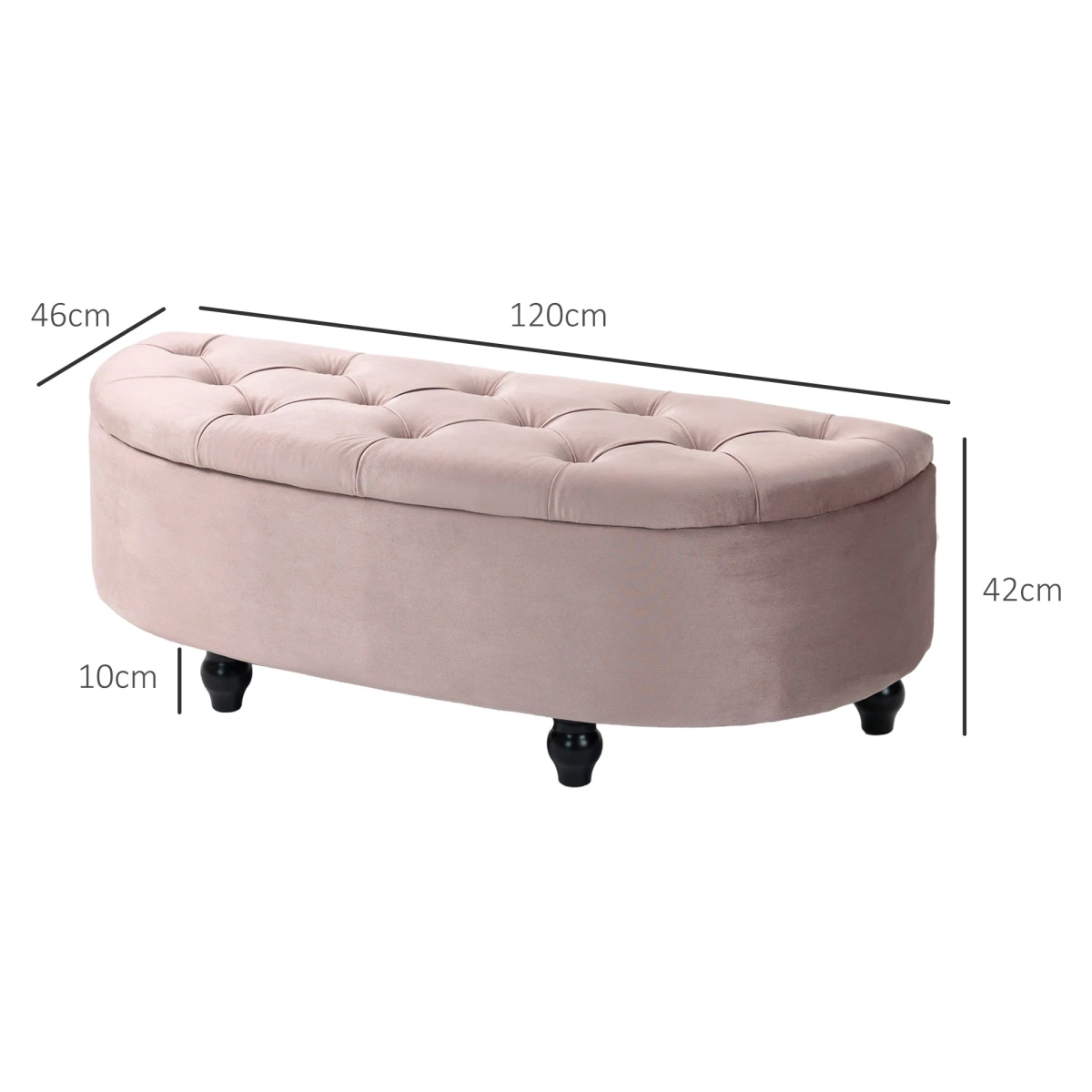 HOMCOM Tufted SemiCircle Storage Ottoman For Home by HOMCOM
