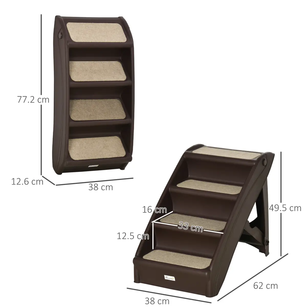 Unbranded Portable Dog Steps for Bed, Sofa Non-Slip Pet Stairs for Cats, Dogs - Brown - Dog Steps