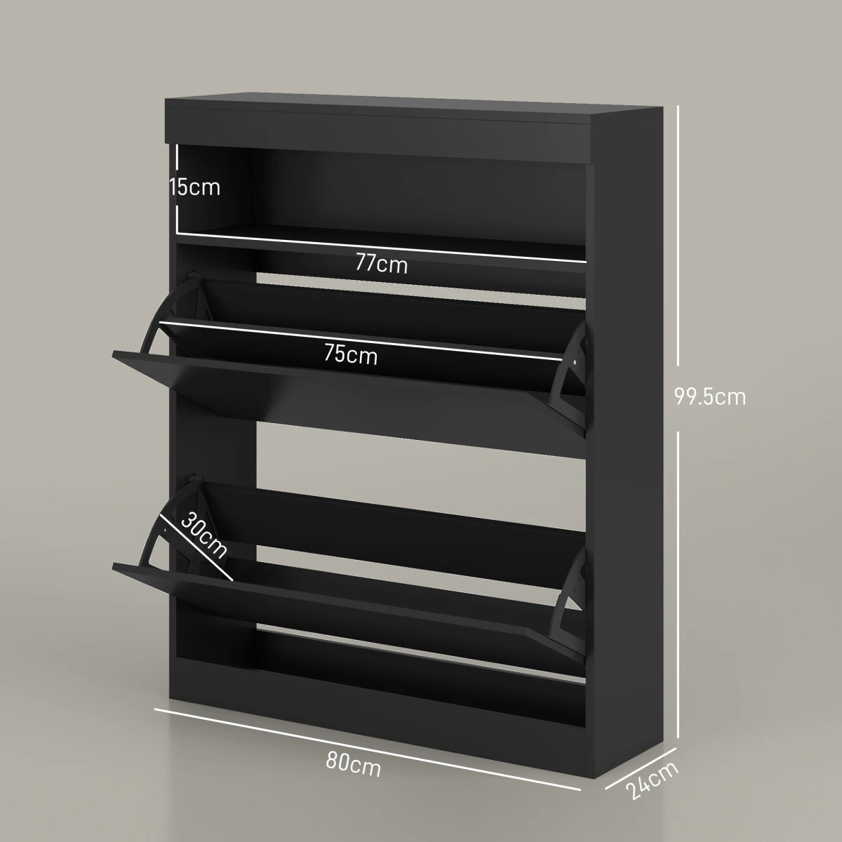 HOMCOM Shoe Cabinet Holds 12 To 16 Shoes Two Flip Drawers Wall Mount Or Freestanding Space Saving For Entryways by HOMCOM
