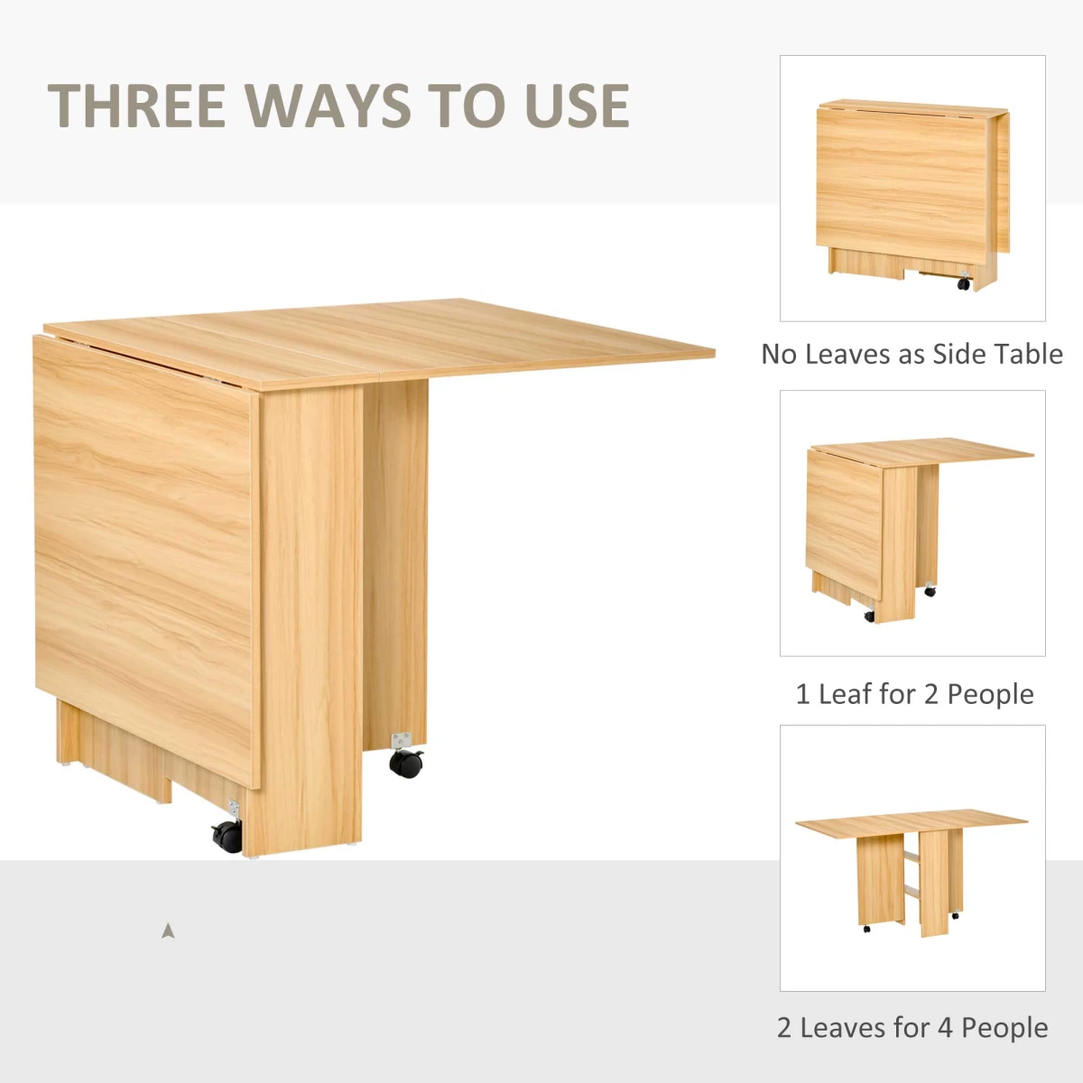 HOMCOM Foldable Dining Table Compact With Lift Up Side Tables And Storage Shelves For Kitchen And Dining by HOMCOM