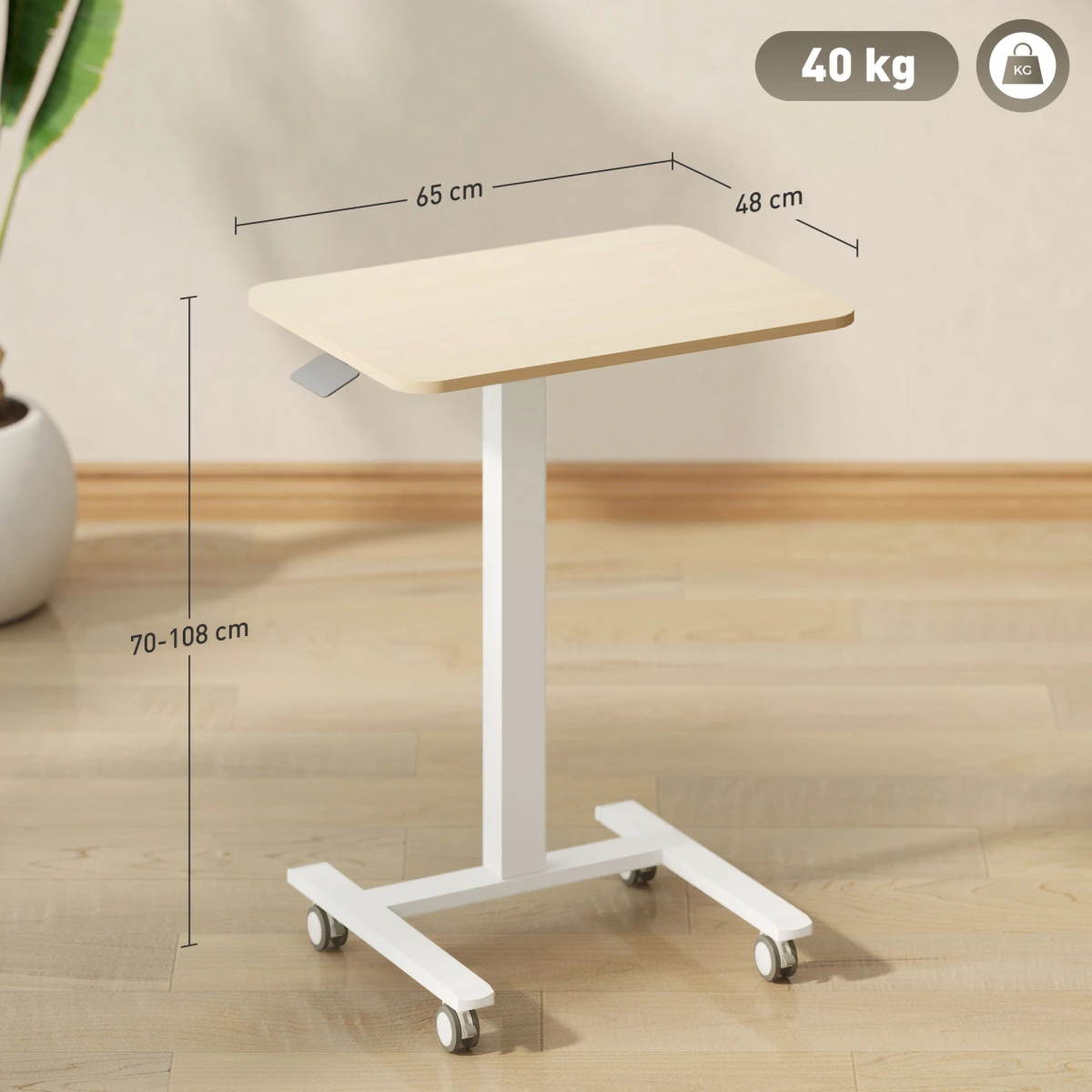 Vinsetto SitStand Desk 68-108cm Wheels HomeOffice by Vinsetto