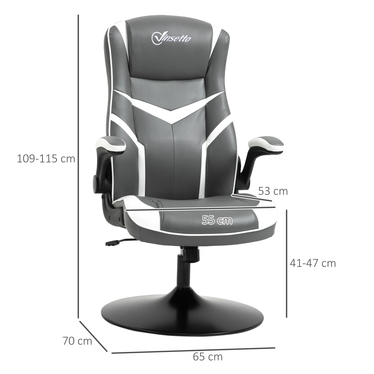 Vinsetto Premium Gaming Chair Height 109-115cm Flip Up Armrests And Swivel Base For Gamers And Home Office - Office Chair