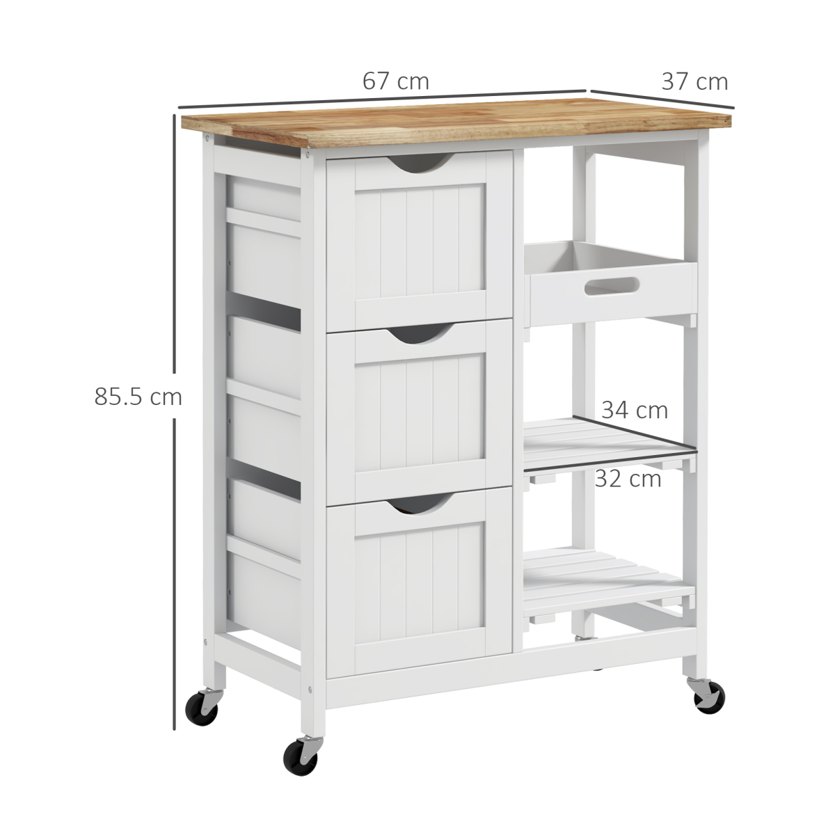 HOMCOM Rolling Kitchen Island Cart, Bar Serving Cart, Compact Trolley White - from HOMCOM