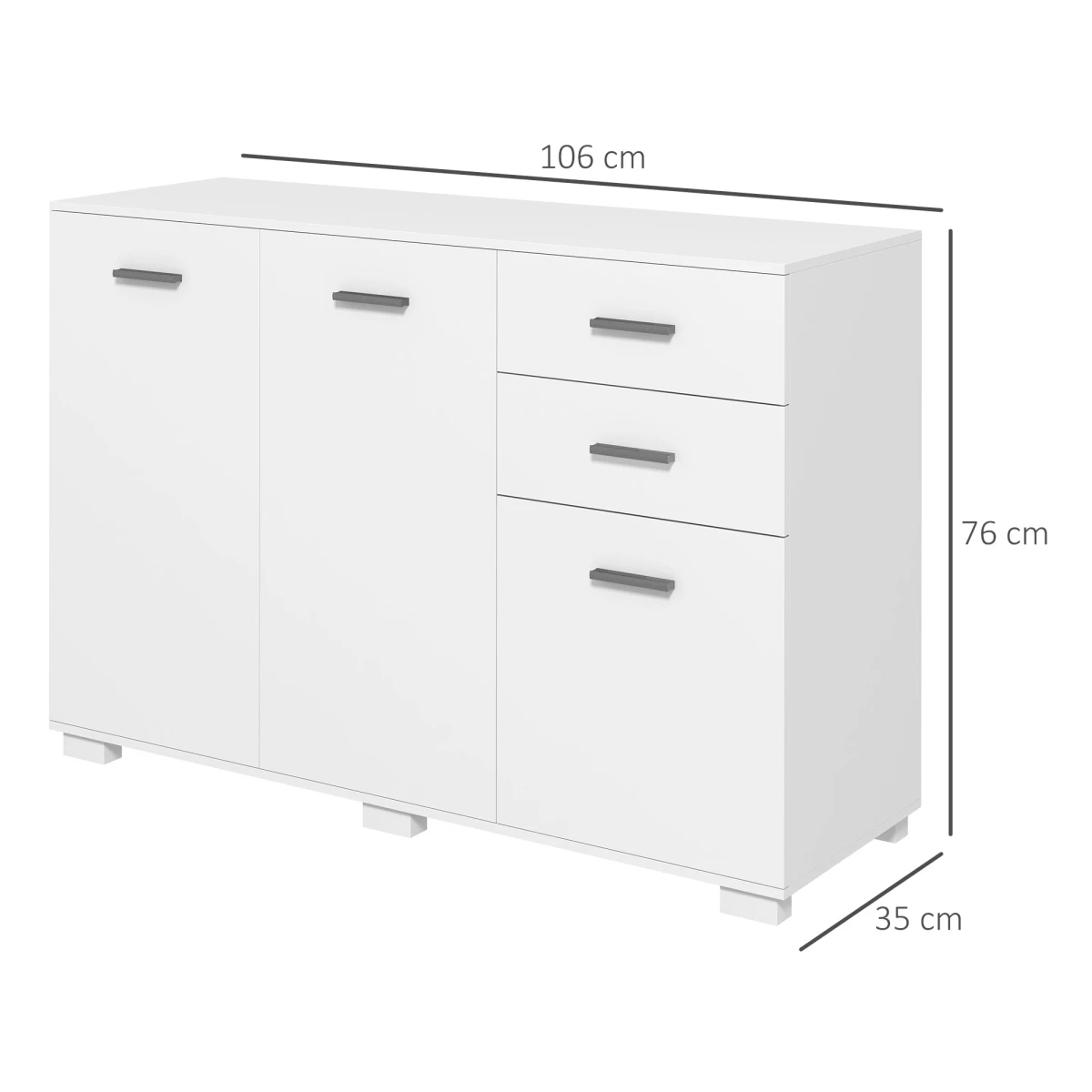 HOMCOM HOMCOM White Sideboard 2 Drawers Kitchen Storage - Sideboard