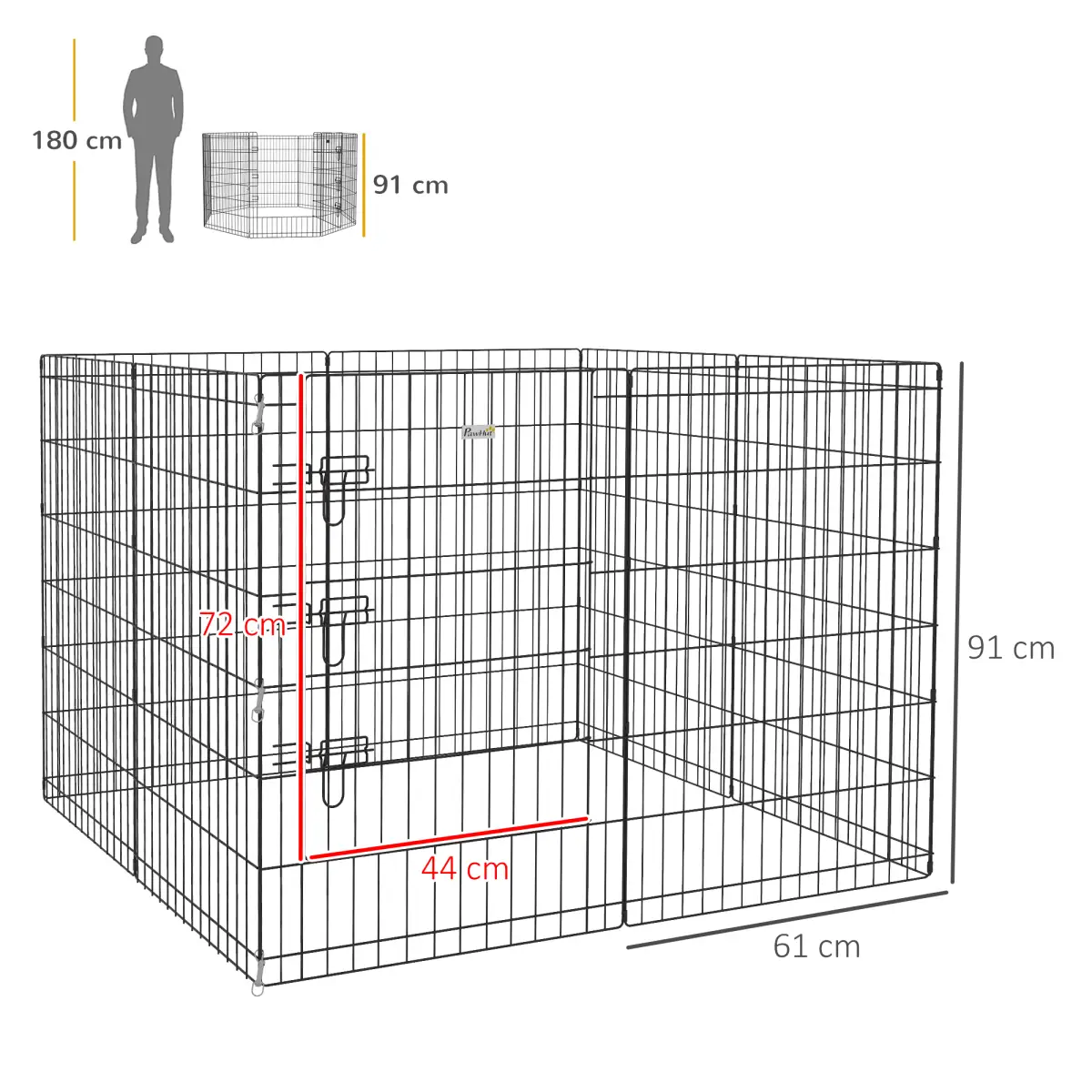 PawHut PawHut 8-Panel DIY Dog Pen with Door for Indoor/Outdoor Use, 91cm High - Pet Playpen