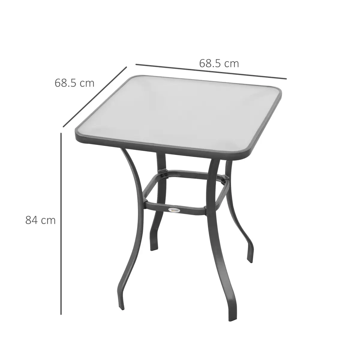Outsunny Square Glass Bistro Table Bar Dining Kitchen Breakfast Party Table 68.5x84 cm - Garden Table