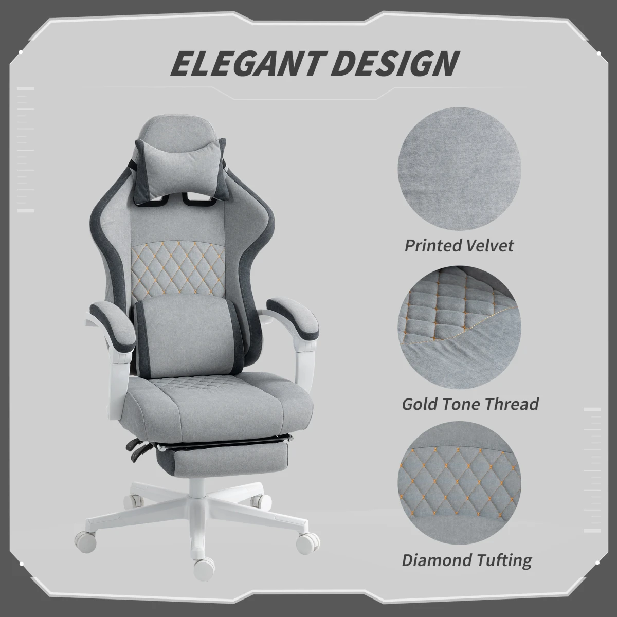 HOMCOM Velvet Computer Recliner 135Deg Home by HOMCOM