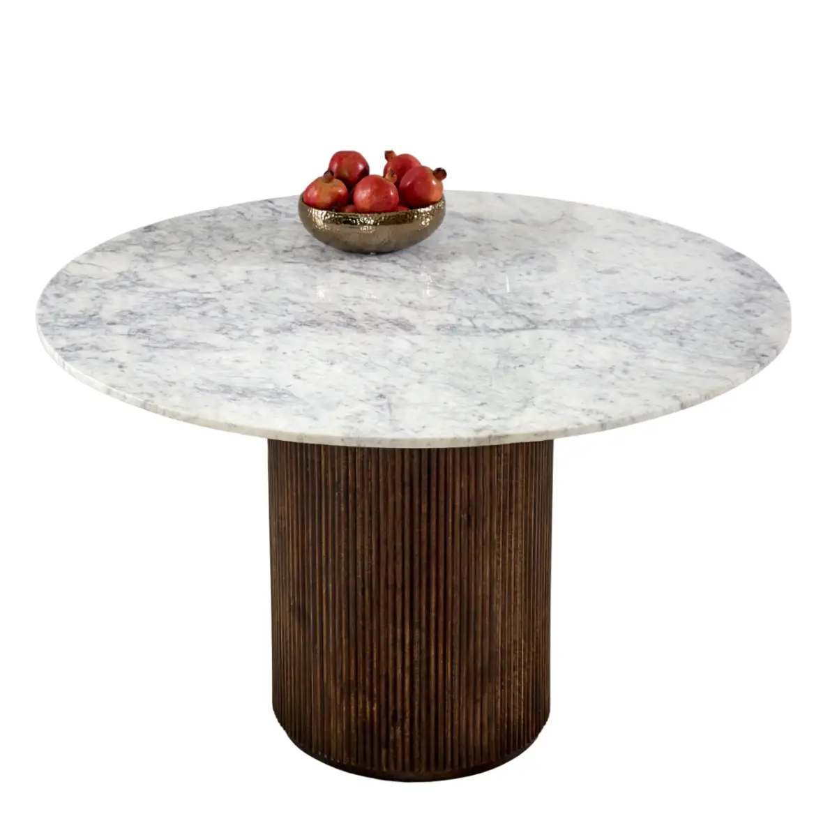 Indian Hub Opal Mango Wood Dining Table Round With Marble Top - Dining Table