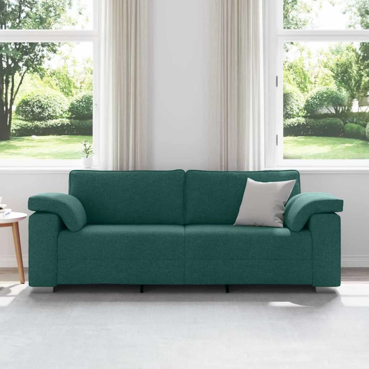 vidaXL VidaXL Sofa 219 x 77 x 82 cm Dark Green Fabric With Cushion For Modern Living Rooms - Sofa