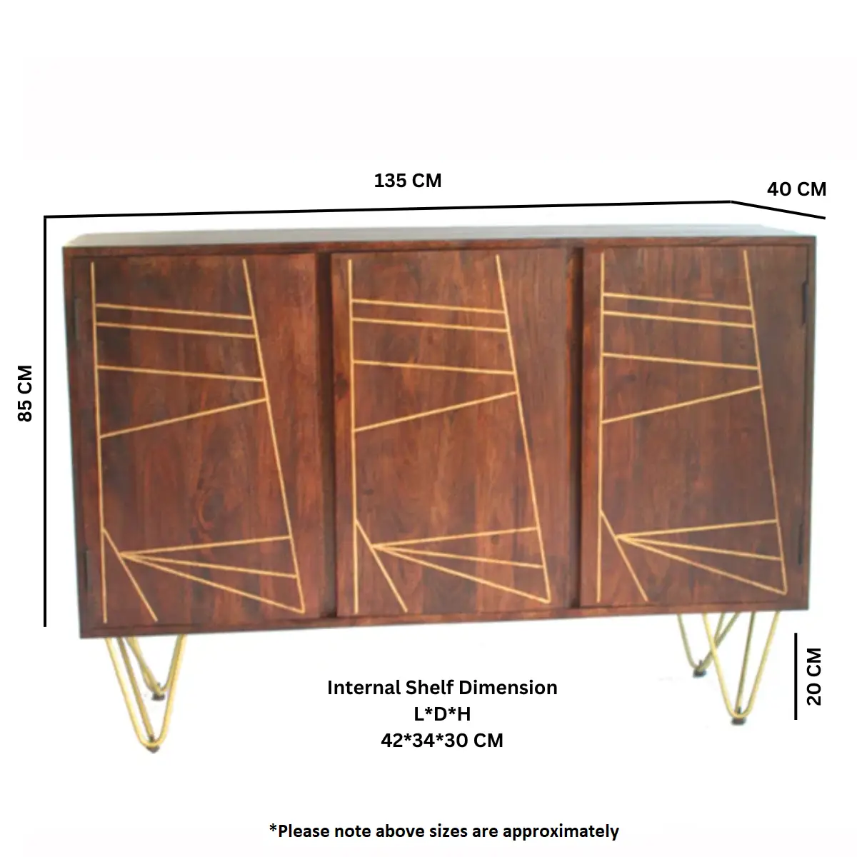 Indian Hub Dark Gold Large Sideboard - Sideboard
