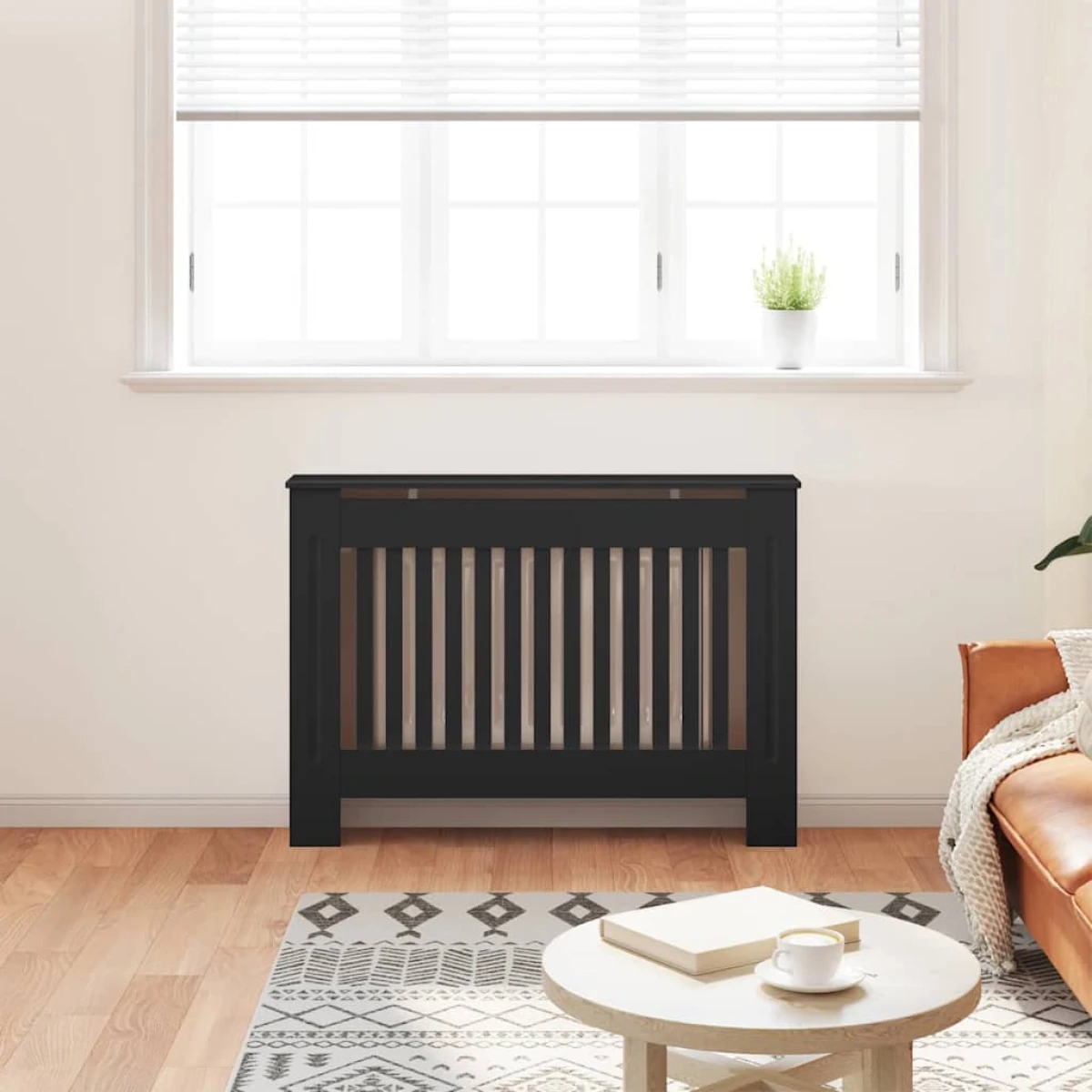 vidaXL Radiator Cover 112x19x81.5cm Black 2pc by vidaXL
