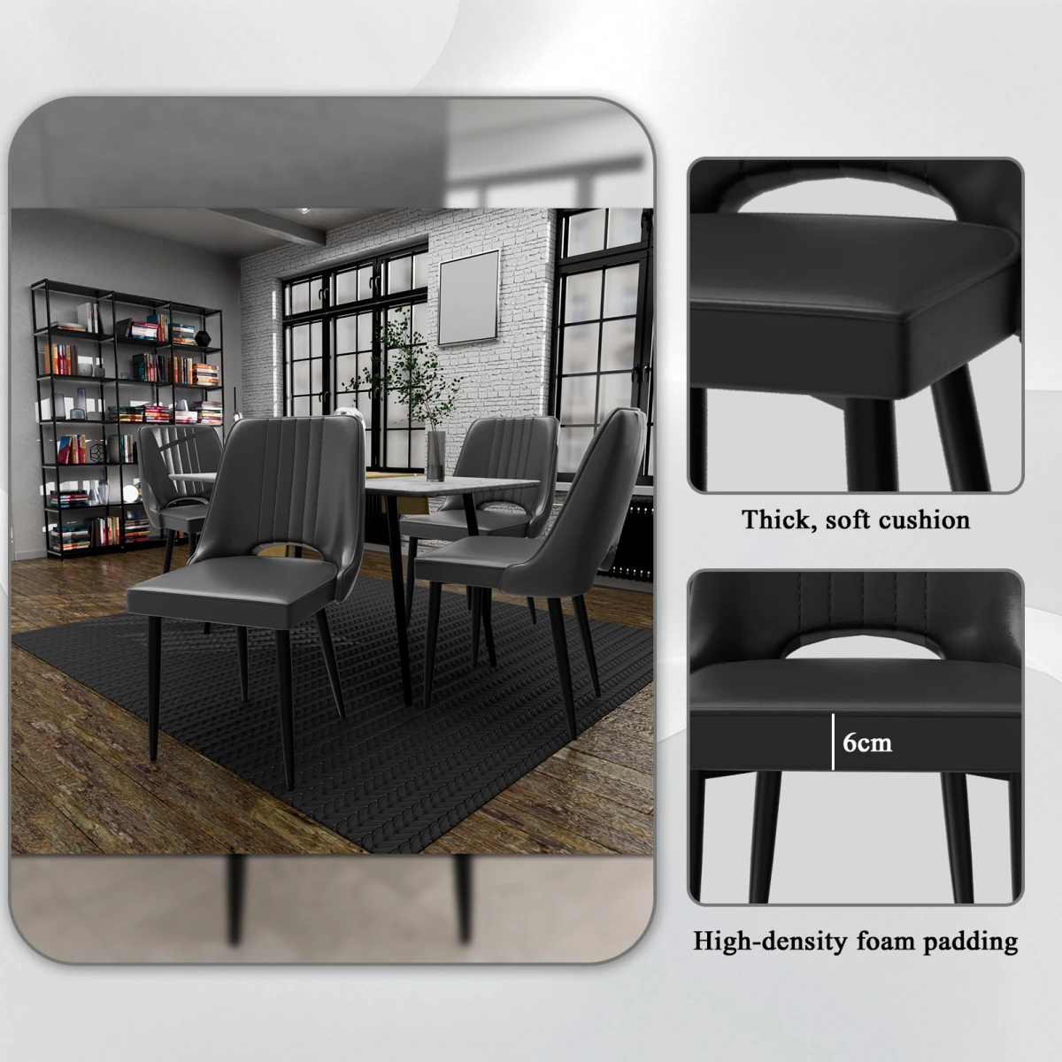 Premium Dining Chair Cutout Back Faux Leather by N/A