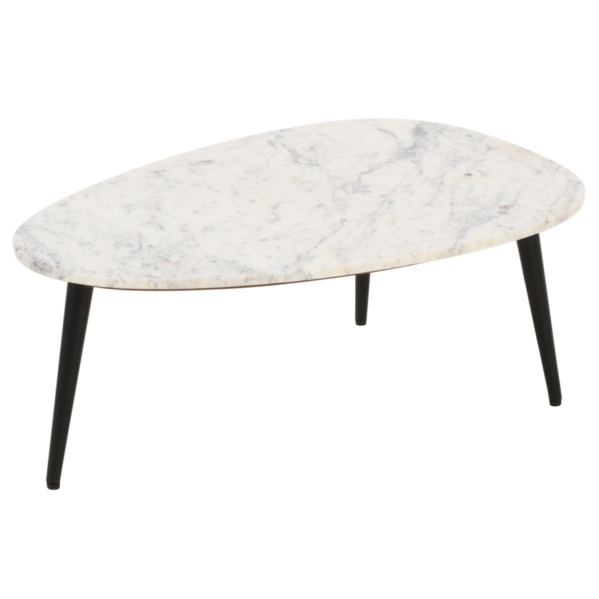 Indian Hub OpalBeauty Coffee Table Oval White Marble Top With Metal Legs Handmade In India Eco Friendly Living Room Decor - Coffee Table