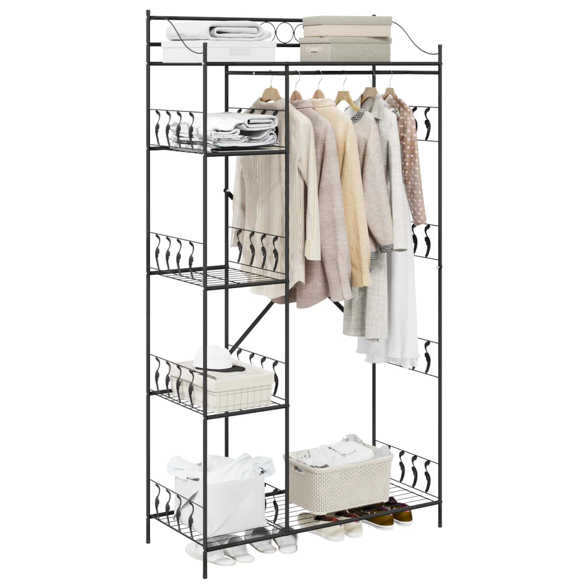 VidaXL Open Wardrobe With Shelf Black Steel Frame 100 x 43 x 188 Cm For Modern Bedroom Storage by vidaXL