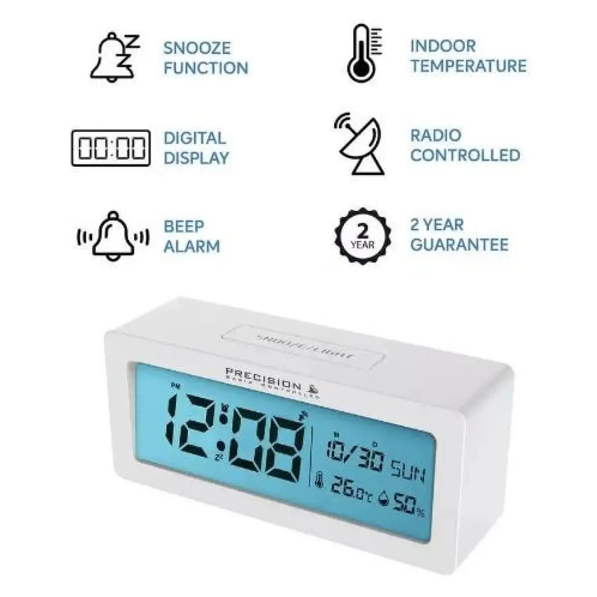 Precision Precision Radio Controlled Digital Alarm Clock AP061 - Clock