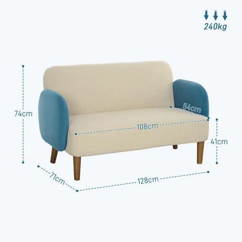 HOMCOM Modern 2 Seater Sofa w/ Rubber Wood Legs 130 x 74 x 76cm - Sofa