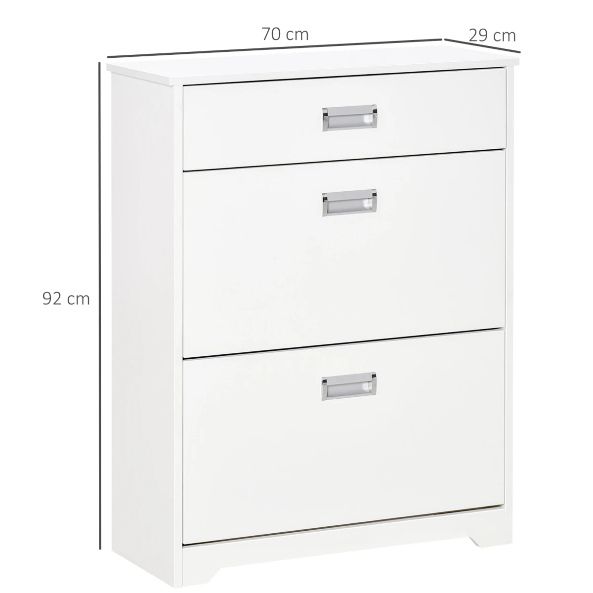 White Shoe Cabinet 16-Pair Flip Drawers Entryway by HOMCOM