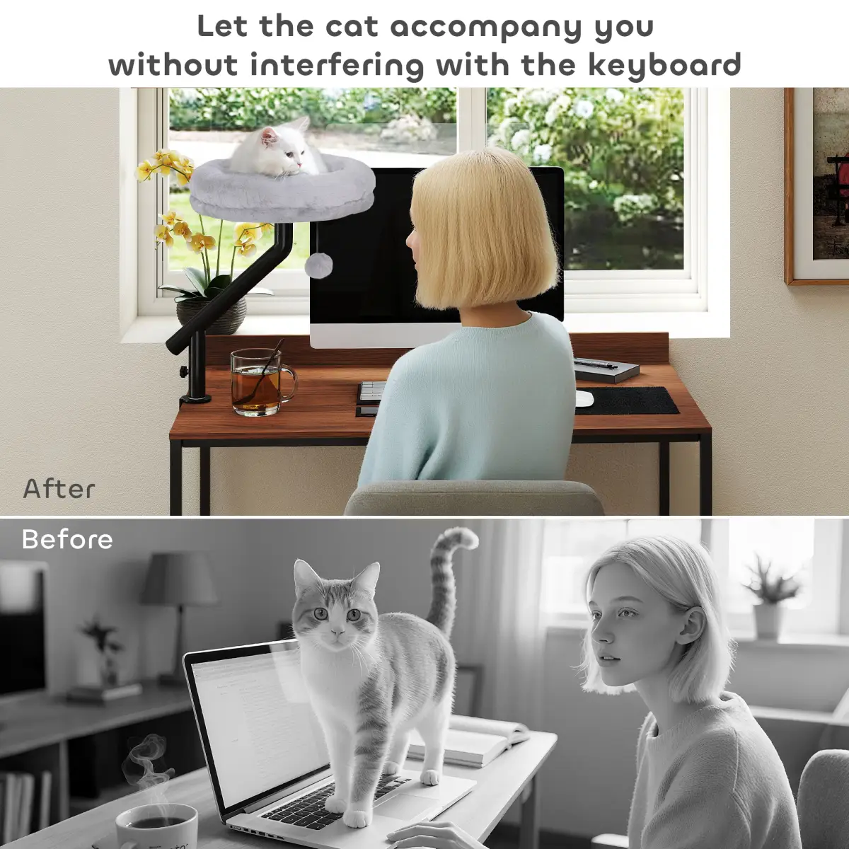 PawHut PawHut Cat Bed for Desk, 360° Rotatable Adjustable Cat Nest Hammock - Cat Beds