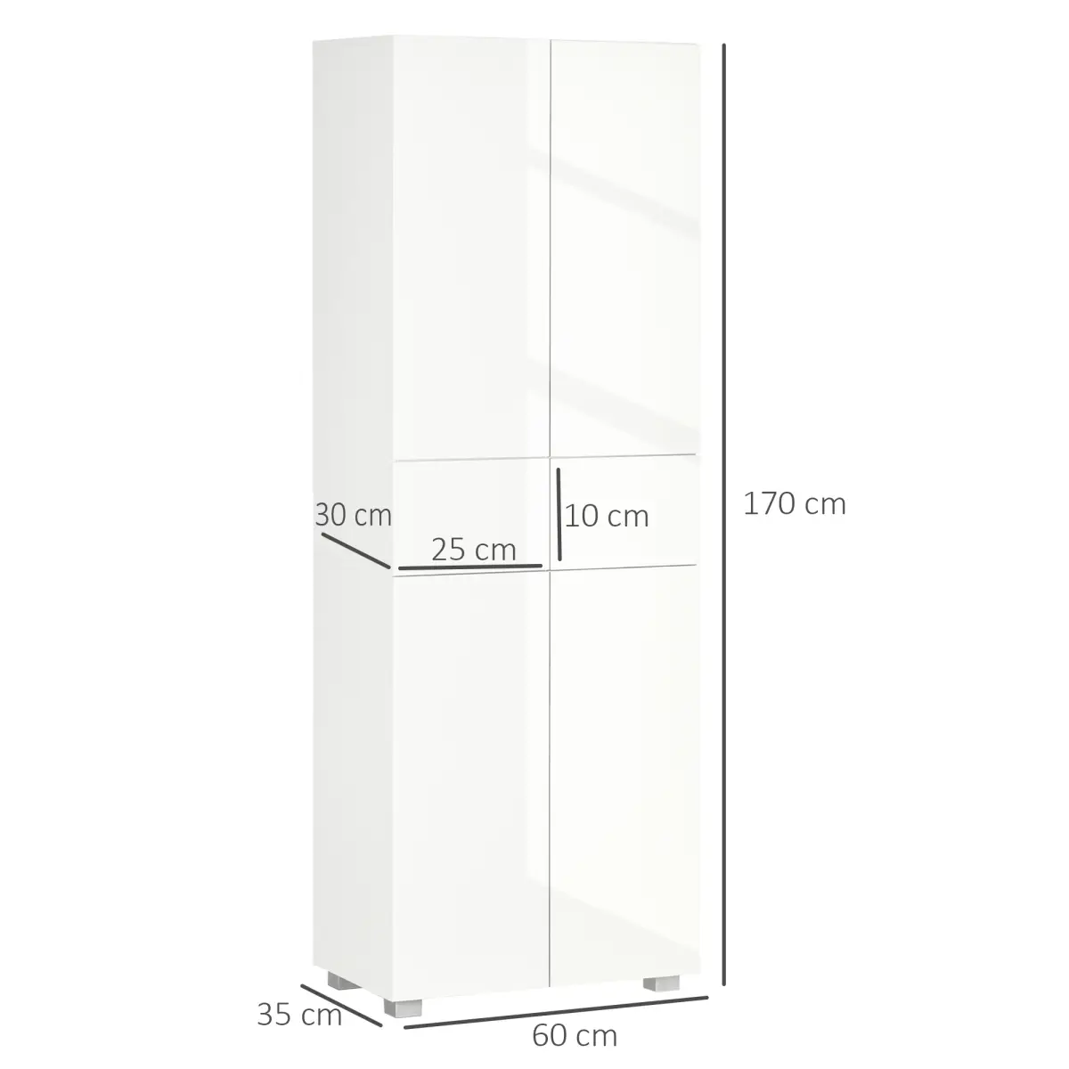 Unbranded 4-Door Kitchen Cupboard Freestanding Storage Cabinet w/ Shelves & Drawers White - Display Cabinet