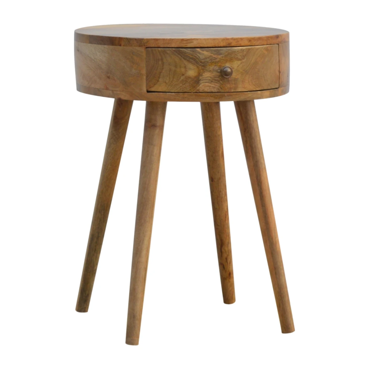 Artisan Furniture Artisan Bedside Round Solid Mango Wood Home Decor - Bedside Table
