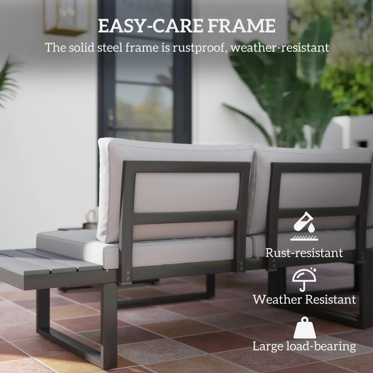Outsunny Outsunny 4 PCs Garden Set w/ 5-Level Recline Corner Conversation Sofa Set - Garden Sofa Sets