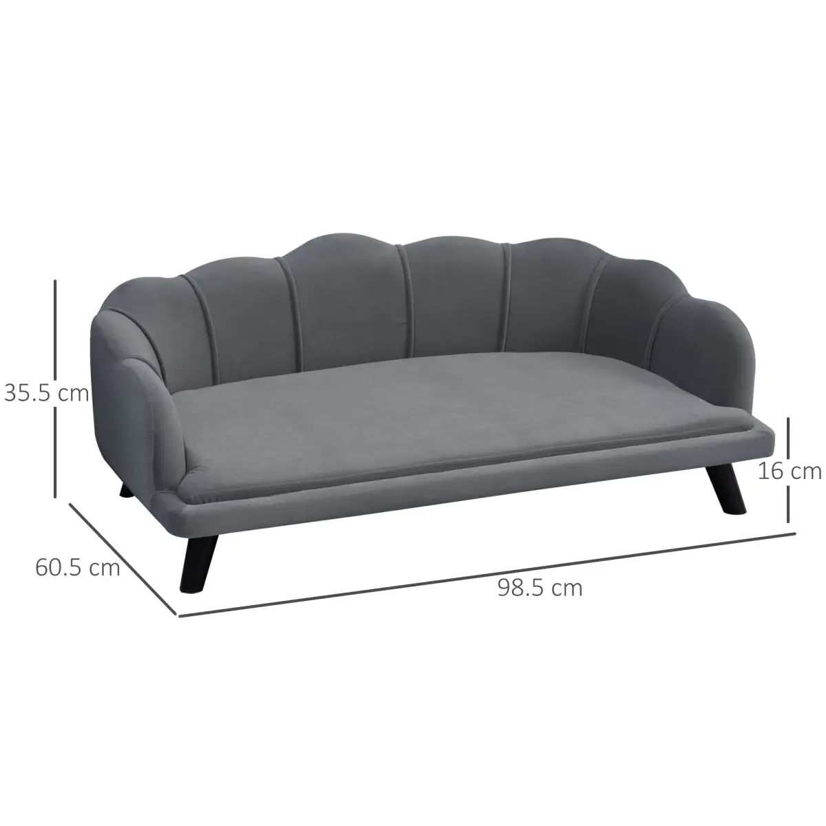 PawHut PawHut Dog Sofa, Pet Couch Bed for Medium, Large Dogs w/ Legs, Cushion - Grey - Dog Beds