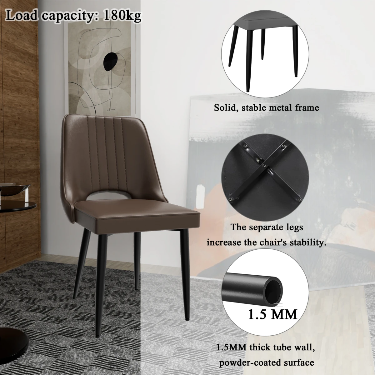 N/A Premium Dining Chairs Set Of 4 Compact 18in Seat High Back Ergonomic Cutout Back For Kitchen - Dining Chairs